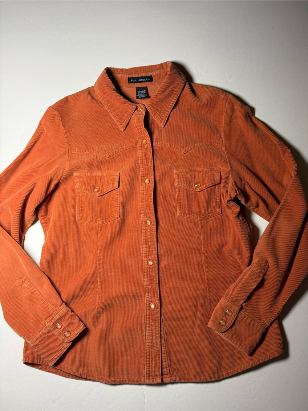 Vintage For Joseph Corduroy Western Shirt Jacket M Rust Pearl Snap